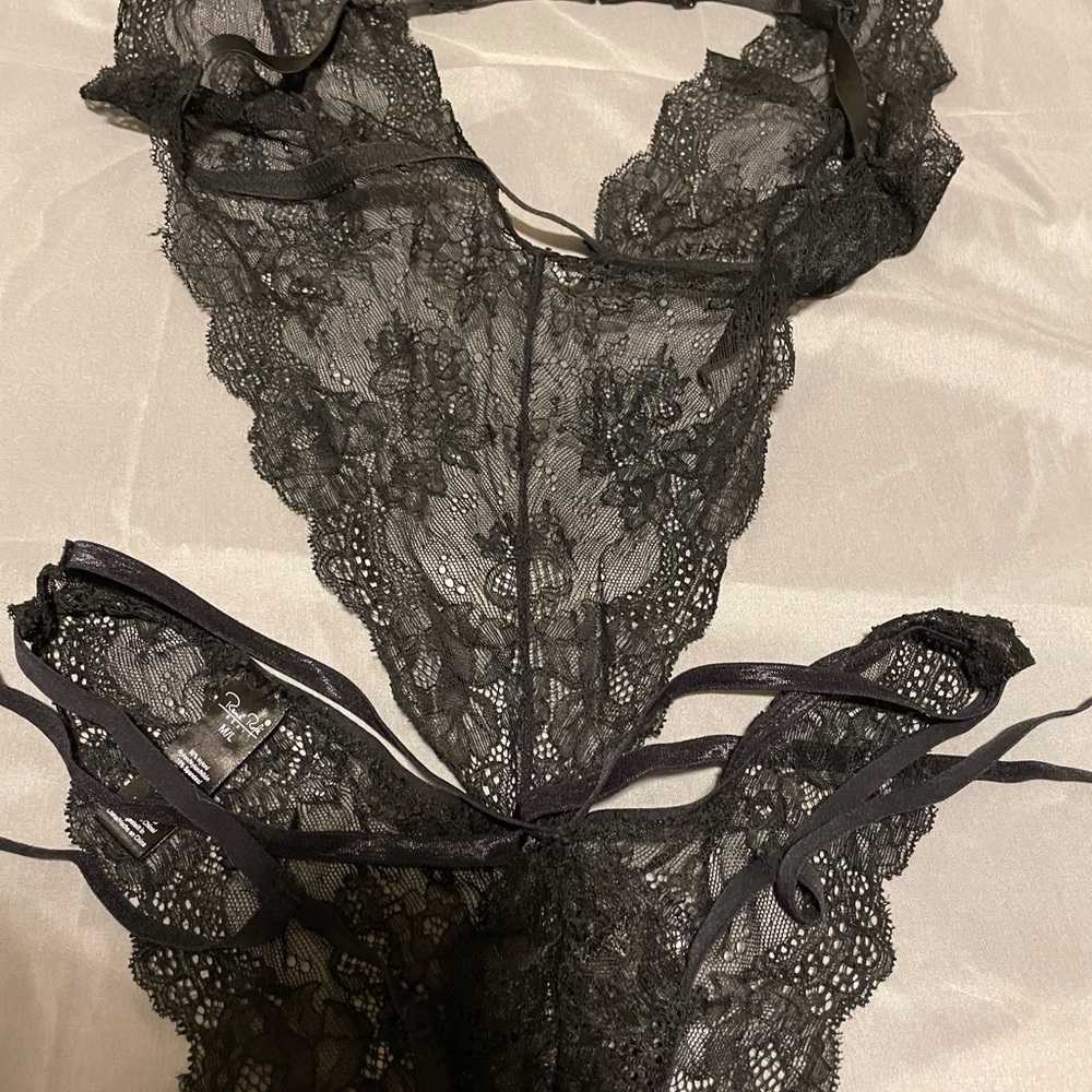 Black M/L lingerie one piece lace body suit